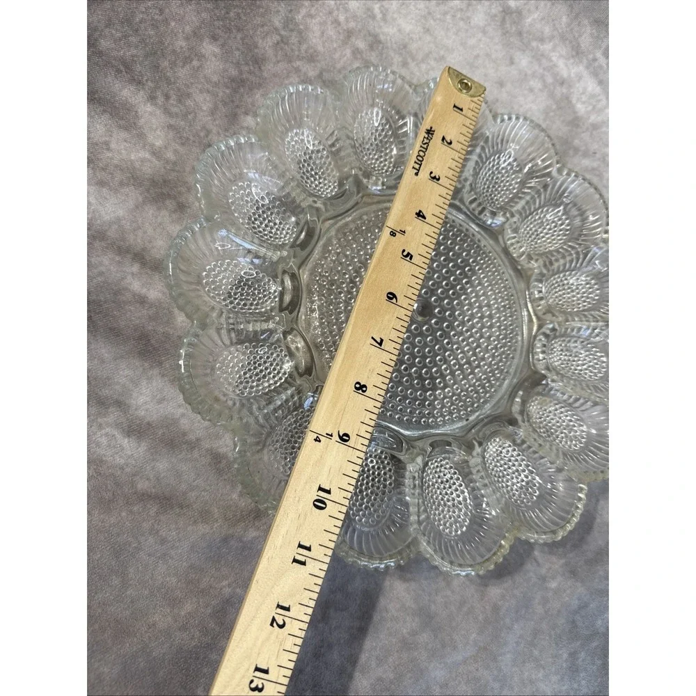 Indiana Glass Company's Hobnail  plate Clear pressed glass deviled egg pattern